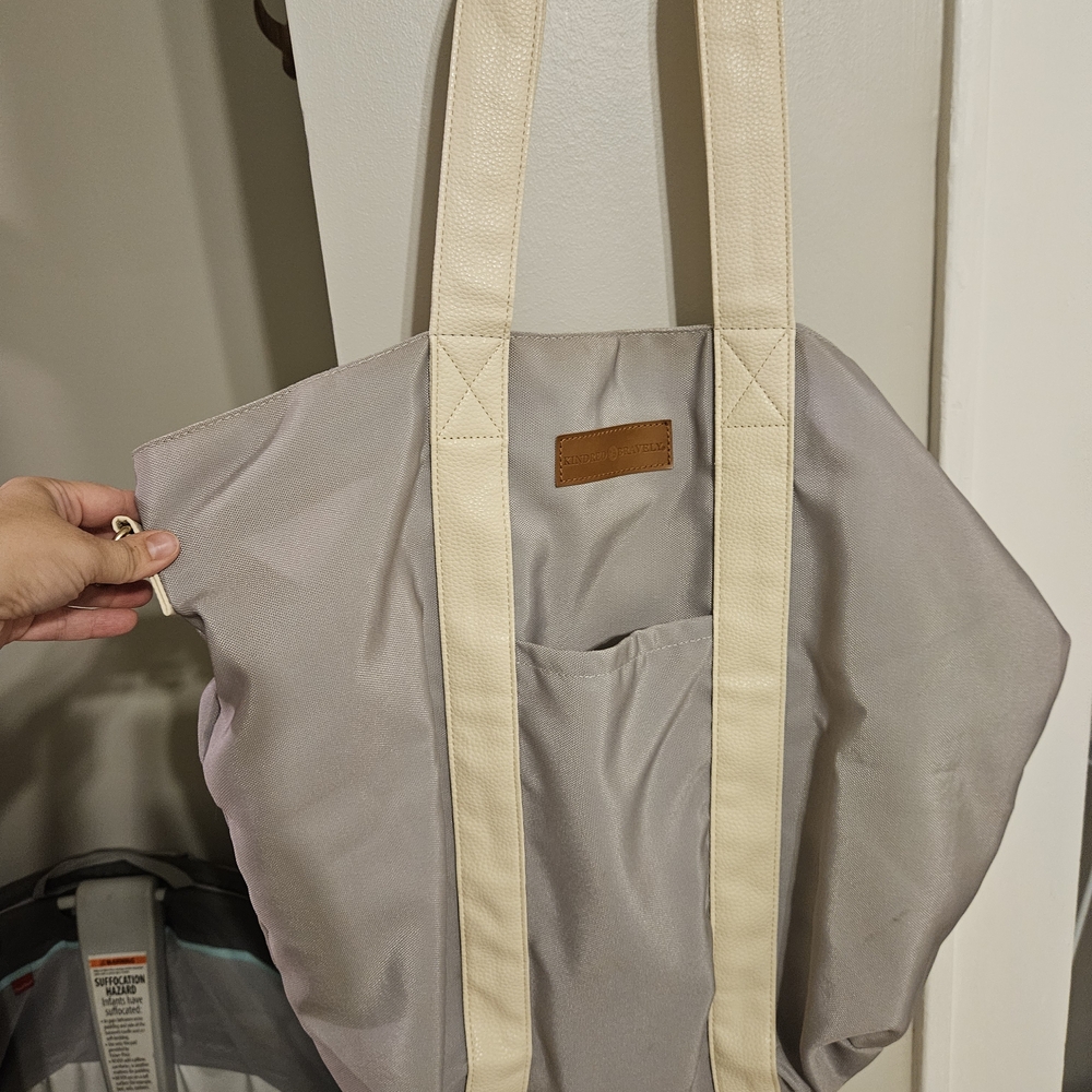 Kindred Bravely Gray and Cream Baby Bag